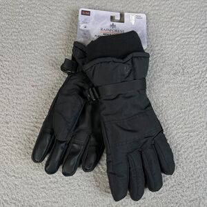 Rainforest Arctic Winter  Ski Gloves Mens  S/M Black Fleece Lined Tech Touch
